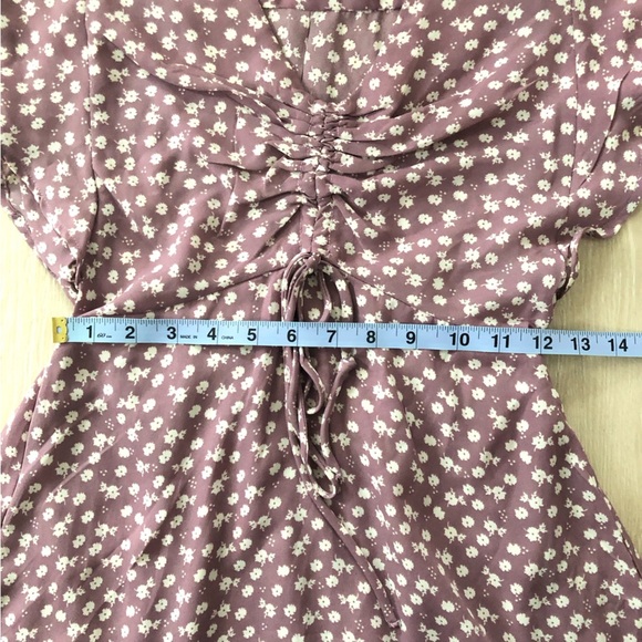 Monteau Los Angeles Mauve Floral V Neck Chiffon Dress Size S - Picture 5 of 14